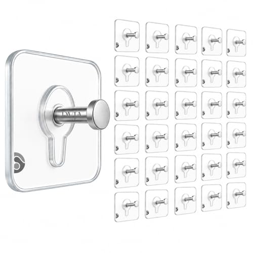 Image of (30 Pack Photo Frame Hooks for Wall Without Drilling,Self Adhesive Hooks for Wall Heavy Duty Strong Nail Free for Hanging Photo Frame (Photo Frame Hook, 30)