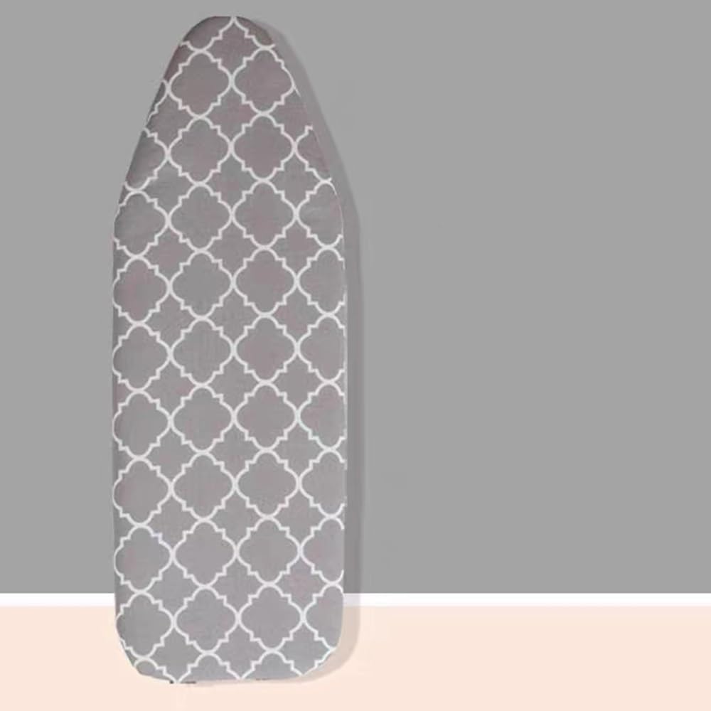 Funda para Tabla de Planchar de 38 x 114 cm, Funda de Repuesto, Almohadilla de algodón, Funda y Almohadilla Ajustables, Resistente al Calor (Cuadros Grises, 35 x 101 cm [100 x 34 c