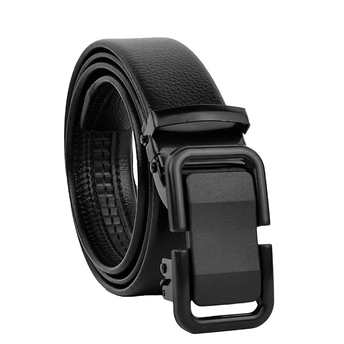 Men's Vegan Leather Belt for Men Auto Lock Formal Casual Boys Gents Width-35mm Waist Size 38 Inches or Under Black-image-35