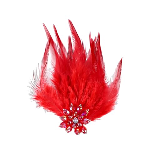 Broche fleur mariage et danse grand corsage plumes strass pour robe