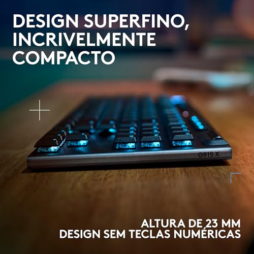 Teclado Mecânico Gamer Sem Fio Logitech G915 X LIGHTSPEED com Design TKL,RGB LIGHTSYNC, USB ou Bluet