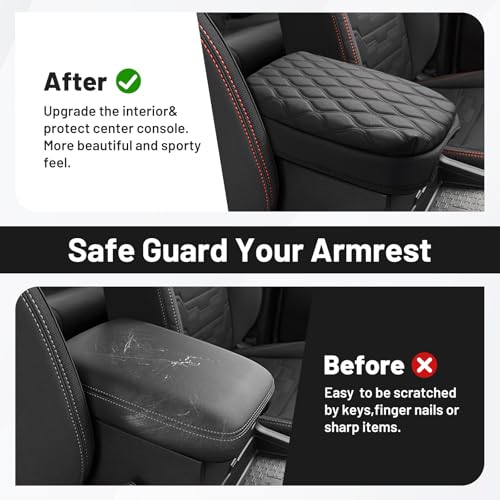 Image of Autorder Center Console Cover for Nissan Frontier 2022-2025 2026 Accessories Armrest Cushion Cover Nappa Leather Middle Console Covers Frontier Console Cushion Pad Anti-Scratch