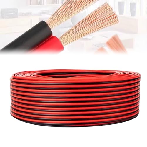 QuickYen 電線 ケーブル (赤/黒) 20m 20AWG 2Pin 延長ケーブル コード LEDテープライト 単色用延長ケーブル 配線コード 電子工作 配線 交換 修理 リード線 延長用 (20m 20AWG)