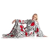 Lavatelli もこもこブランケットウェア ハローキティ(リボン)Hello Kitty LVTKAHK-RB 着る毛布 マイクロファイバー グレー 140×180cm