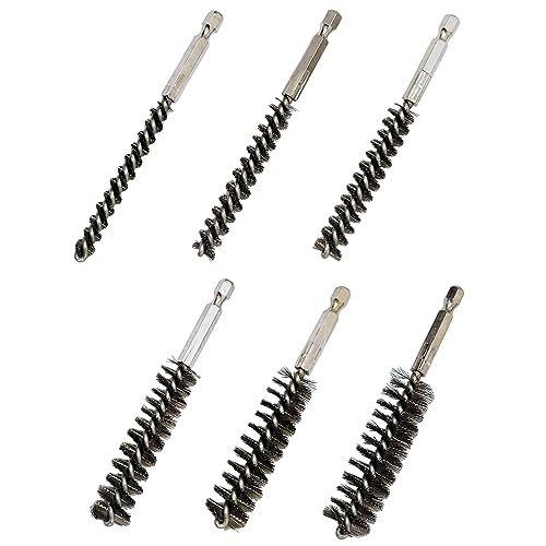 Image of Set of 6 Stainless Steel 6.35mm Head Hosel Brush Cleaning Brushes Tools Accessories (8,10,12,15,17,19mm)