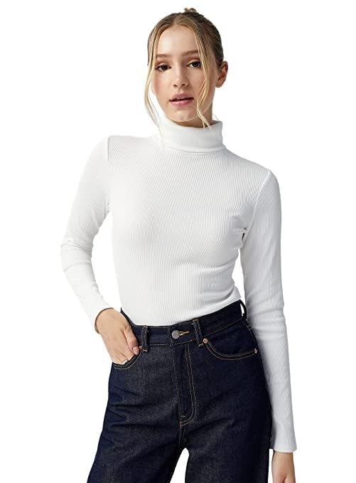 GenericHigh Neck Full Sleeve Top for Women and Girls White