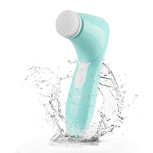 ZLIME Face Cleansing Brush Face Wash Brush Waterproof 4 Spin Brush Head for Deep Cleansing Gentle Exfoliating Makeup Remove Massaging Blackheads Removal (Blue)