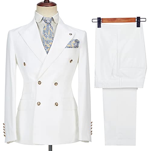 Men Suit 2 Pieces Stylish Double-Breasted Tuxedo Solid Suit Slim Fit Men Suit for Wedding Prom3