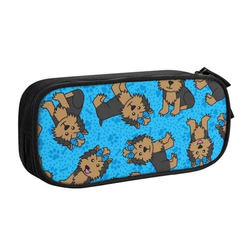 犬のパターンペンケース 筆箱 文具ケース おしゃれ 筆袋 鉛筆ケース 鉛筆のサック 中高校生 軽量 収納バッグ 学生 子供 誕生日 入学ギフト 大容量 ダブルレイヤーBlack