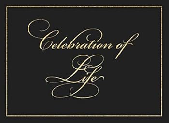 Celebration of Life: Black & Gold Classic Funeral Guest Book