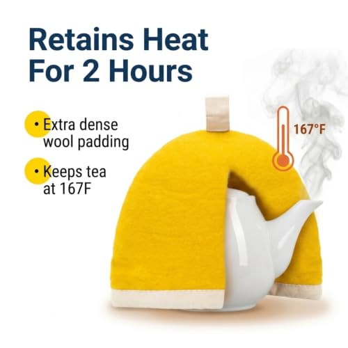 Image of Glaciart One Wool Teapot Cozy Kettle Cover | Dome Shaped Large Tea Cosy, Kettle or French Press | Handmade & Needle Felted from Natural Wool | Warms Up to 2 Hours | Great as Gift