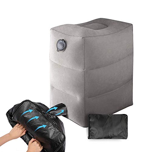GoZheec Inflatable Travel Foot Rest Pillow, Kids Airplane Bed with Air Pump,Travel Accessories