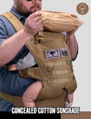 Image of Ergonomic Lumbar Support Baby Carrier for Infants to Toddlers (8-33 lbs), Cozy and Lightweight Military Baby Carrier for Big and Tall Parents-Coyote Brown