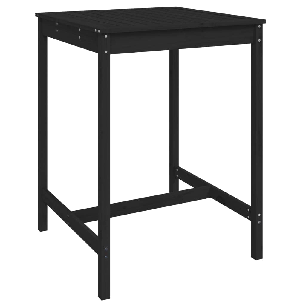 Juego de barra de jardín de madera de pino maciza, 5 piezas, color negro, para terraza, balcón, exterior, taburete de bar y mesa de bar con mesa estable, cómodos taburetes de bar, diseño
