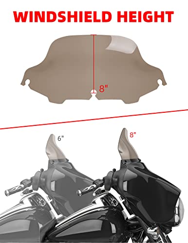Amazicha Smoke 8" Wave Windshield Windscreen Compatible For Harley Davidson Street Glide Electra Glide Ultra Classic Touring Flht Flhtc Flhx 1996-2013 #TOP6