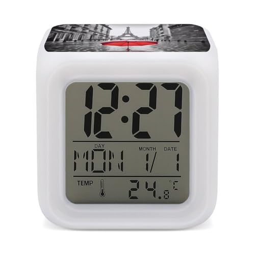 S Led Digital Clock With 7 Colors Changing 3" Cube Wake Up C