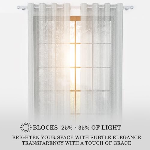 Image of Story@Home Curtains 8 Feet Long Set of 1 | Herringbone Printed | Semi Transparent Net Curtain | Sheer Curtains | Semi Long Door Curtain for Living Room | (118 X 242 Cm, Grey) | Perfect for Home Decor