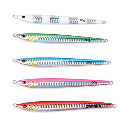 Lot de 5 leurres de pêche en Alliage de Plomb sans Logo LSB-Lere - 7 g / 10 g / 14 g / 17 g / 21 g / 28 g / 40 g / 60 g / 80 g / 100 g