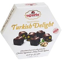 Ugurlu Traditional Turkish Delight Chocolate Covered with Pistachio, Gift Pack, 200g/7.05oz, Full Size