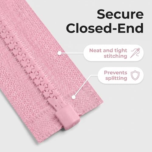Image of Sawoake 2PCS #5 22 Inch Skparating Jacket Zippers for Sewing Coats Jacket Zipper Pink Molded Plastic Zippers Bulk Tailor DIY Sewing Tools for Garment /Bags /Home Textile