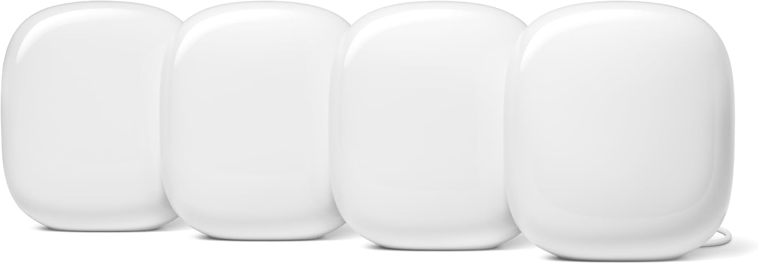 Google Nest WiFi Pro - Wi-Fi 6E - Reliable Home Wi-Fi System with Fast Speed and Whole Home Coverage - Mesh Router - Non-Retail Packaging - 4 Pack - Snow