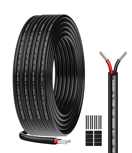 Câble électrique 20AWG 2 x 0,52mm² UL2464-10 mètres -Câble 2 conducteurs en cuivre étamé -300V- Idéal pour éclairage LED automobile,éclairage domestique et appareils extérieurs