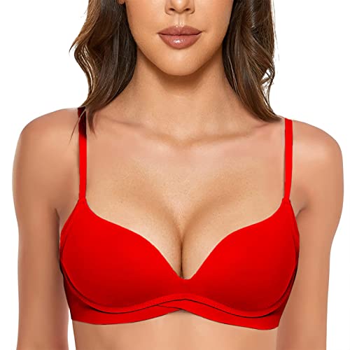 Damen T-Shirt BH mit Push Up Gepolstert Bralette BHS ohne Bügel Nahtloser...
