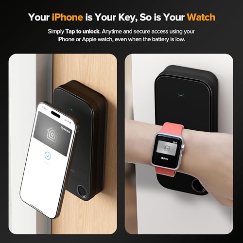 Image of ThorBolt X1 Apple Home Key Lock, iOS ONLY Smart Keyless Entry HomeKit Door Lock with Fingerprint, Keypad Deadbolt Lock Works with HomeKit Over Thread (Border Router Required), IP65 Weatherproof, Black