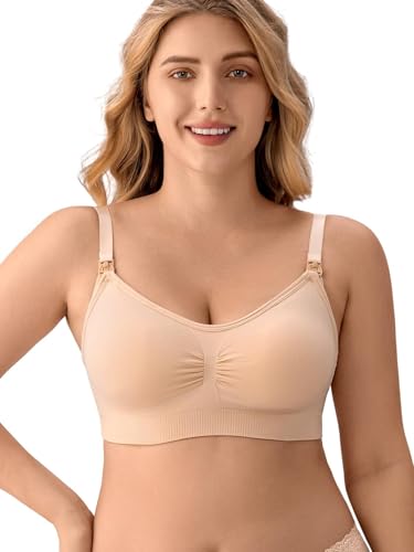 Image of Angelhood Nursing Bra 5 Pack Womens Maternity Breastfeeding Seamless Wireless Sleep Bra with Extenders