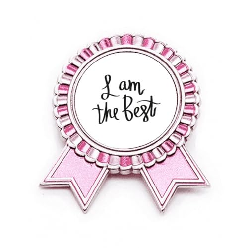 Broche Art déco I Am the Best en métal rose taille M