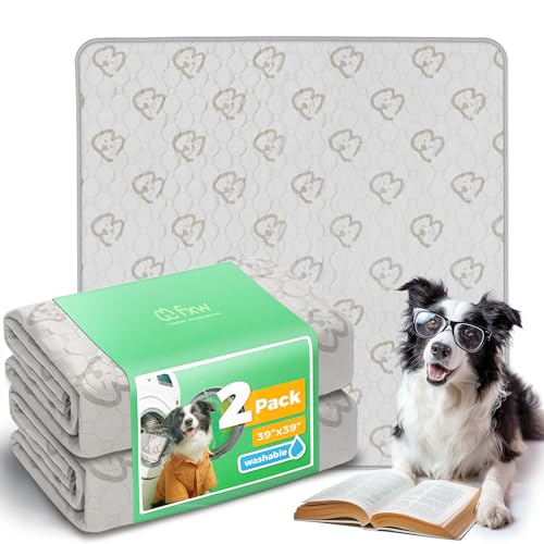 Image of FXW Washable Pee Pads for Dogs, Leak-Proof & Non-Slip, Specifically Designed for Potty Training, Square, 39 inch x 39 inch, 2 Packs