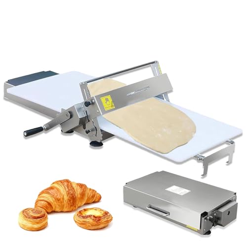 ORIDLECTAL Laminoir Professionnel, Laminoir À Pâte Pliable et Manuel, Acier Inoxydable + PE, pour Pâtisseries Feuilletées/Pains/Pizzas, Épaisseur Réglable TYPE300