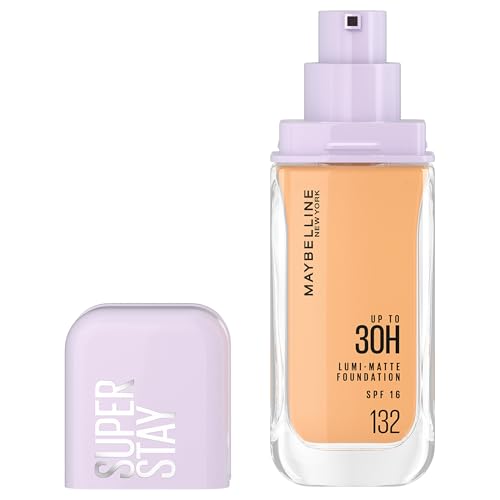 Maybelline New York Base de Maquillaje, Hasta 30H, Acabado Mate Luminoso, Lumi Matte, Tono 132