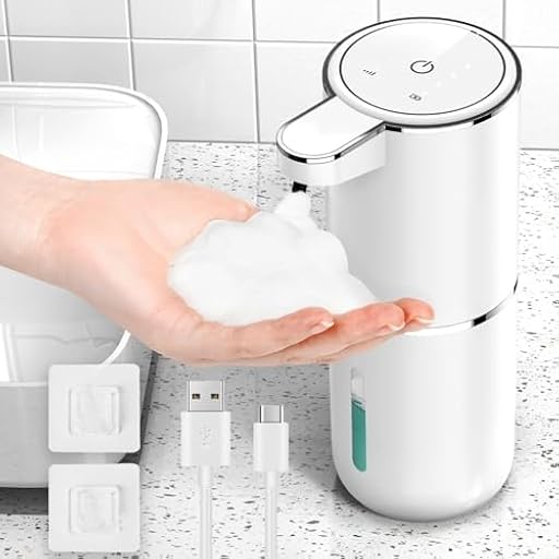HAPPHOOH Dispensador Jabón Baño, 380ML Dispensador Jabon Cocina, 4 Niveles Ajustables Dispensador de Jabón Automático Suspensión, Recargable por USB, Resistente al Agua IPX5, para Cocina, Baño | Ya disponible en tu tienda friki favorita! En mundofriki.es!
