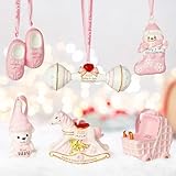 Lanpn 6 Pcs 2025 Baby's First Christmas Ornament 4' 5.5', 1st Xmas Tree Ornaments Gift Set for Baby Girl, Adorable Christmas Newborn New Bebe Keepsake, Personalised Name Holiday Hanging Decor, Pink