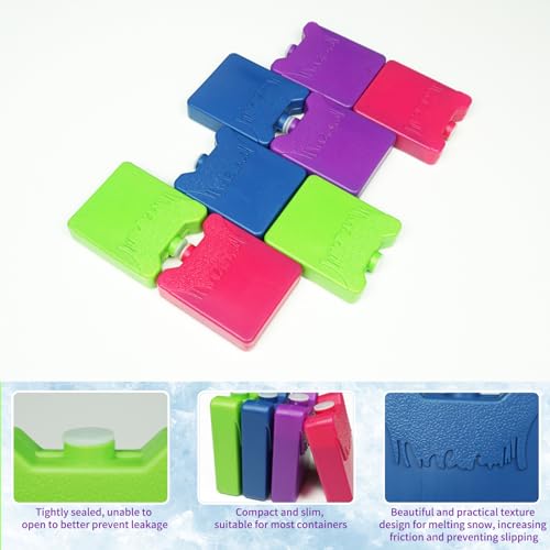 Image of WORLD-BIO Mini Ice Packs for Lunch Boxes, 8 Pcs Reusable Slim Cold Packs for Kids Lunch Bags & Coolers, Long Lasting Leakproof Soft Gel Pads for School, Office, Picnic, BPA-Free