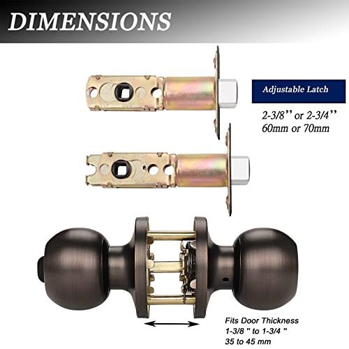 Knobelite（1 Pack Entry Door Knob For Exterior Door,Oil Rubbed Bronze Door Lock Handle,Keyed Entry Door Lock/Ball Door Knobs With Lock And Key,Entrance Knob[Lock With 3 Keys] For Office Or Front Door #TOP4