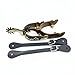 QualiTime Western Cowboy Spurs with Straps Set - Antique Solid Brass Trims & Buckle 485g Hand Engraved Riding Spurs & Leather Straps Set for Men