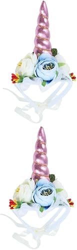 Beavorty 2 sombreros de unicornio para perro, sombrero de vacaciones, disfraz de unicornio para perro, accesorios de fotografía de mascotas, disfraz