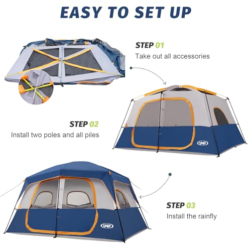 Image of UNP 2 /4 /6 /8 Person Tent, Portable Cabin Tent, Camping Tent 4-Person Easy Set Up, Waterproof with Top Rainfly for Outdoor Camping /Hiking