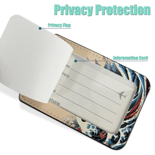 Funny Japanese Cat Luggage Tag, Suitcase Tags with Privacy Flap and Metal Loop, Luggage Tags for Suitcases, Identifiers Travel Essentials Bag Tag, Cat Lovers Gifts for Women Girls Friends4