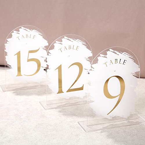 Uniqooo TN57ARCLGDWT15 White Painted Arch Wedding Table Numbers thumb #4