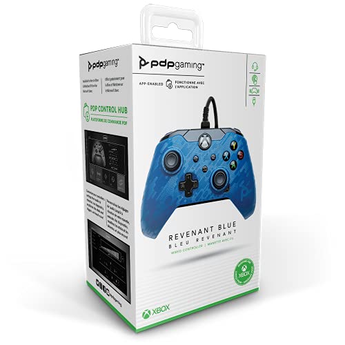 PDP Gaming Wired Controller: Revenant Blue - Xbox Series X|S, Xbox One, Xbox, Windows 10, 049-012-NA