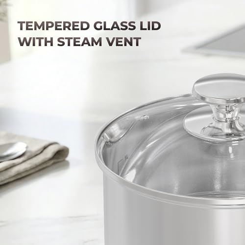 Image of SUNHOUSE 1.5 QT Sauce Pan with Lid & Pour Spouts, Tri-Ply Base
