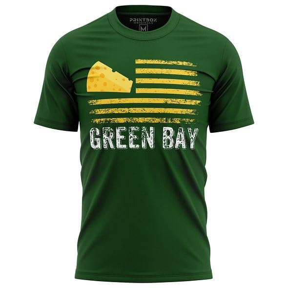 Green Bay Football Shirt for Men, USA Cheese Head Shirts, Football Fans Gameday Apparel