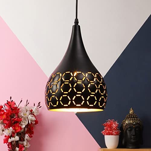 Image of GreyWings Modern Black Dome Laser Cut Hanging Pendant Light for Ceiling - Aluminium, Drop, Antique Decor,(Bulb is not Included) Big Pack of 2