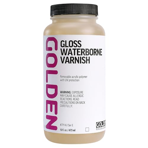 Gloss Waterborne Varnish by Golden, 16 fl. oz. Jar, Professional Acrylic Varnish