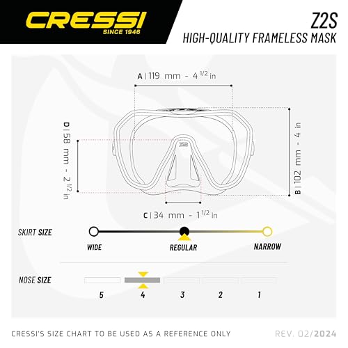 Máscara de buceo sin marco para adultos Cressi Z2S - Visor ancho monocular - Volumen interno bajo - Silicona pura suave - Diseñada en Italia miniatura 5