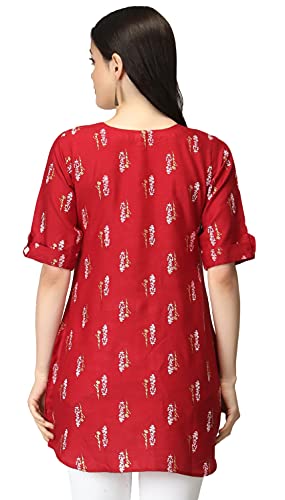 Image of Leriya Fashion Rayon Fabric Printed Round Neck Short Kurtis for Women Top Dresses Kurti for Girls & Ladies Kurtis (Pack of 2)