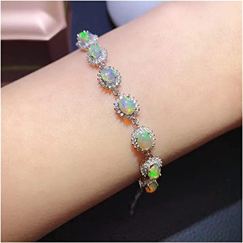Pulsera de ópalo natural en plata para lucir elegante en tus eventos y diario